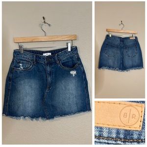 Nordstom BP Denim Distressed Faded Fringe Jean Mini Skirt-Size 27